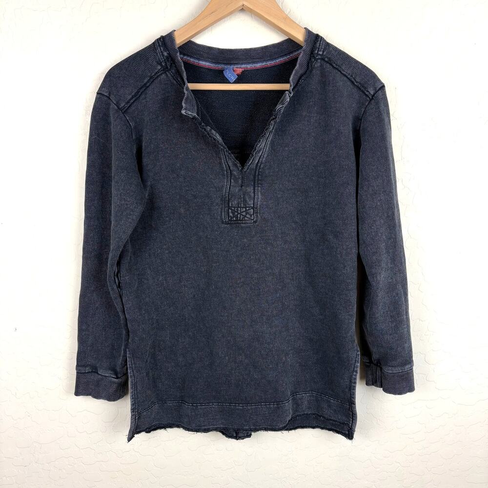 Pilcro Anthropologie Split Hem Notch Neck Pullover Gray Distressed Womens Sz XS